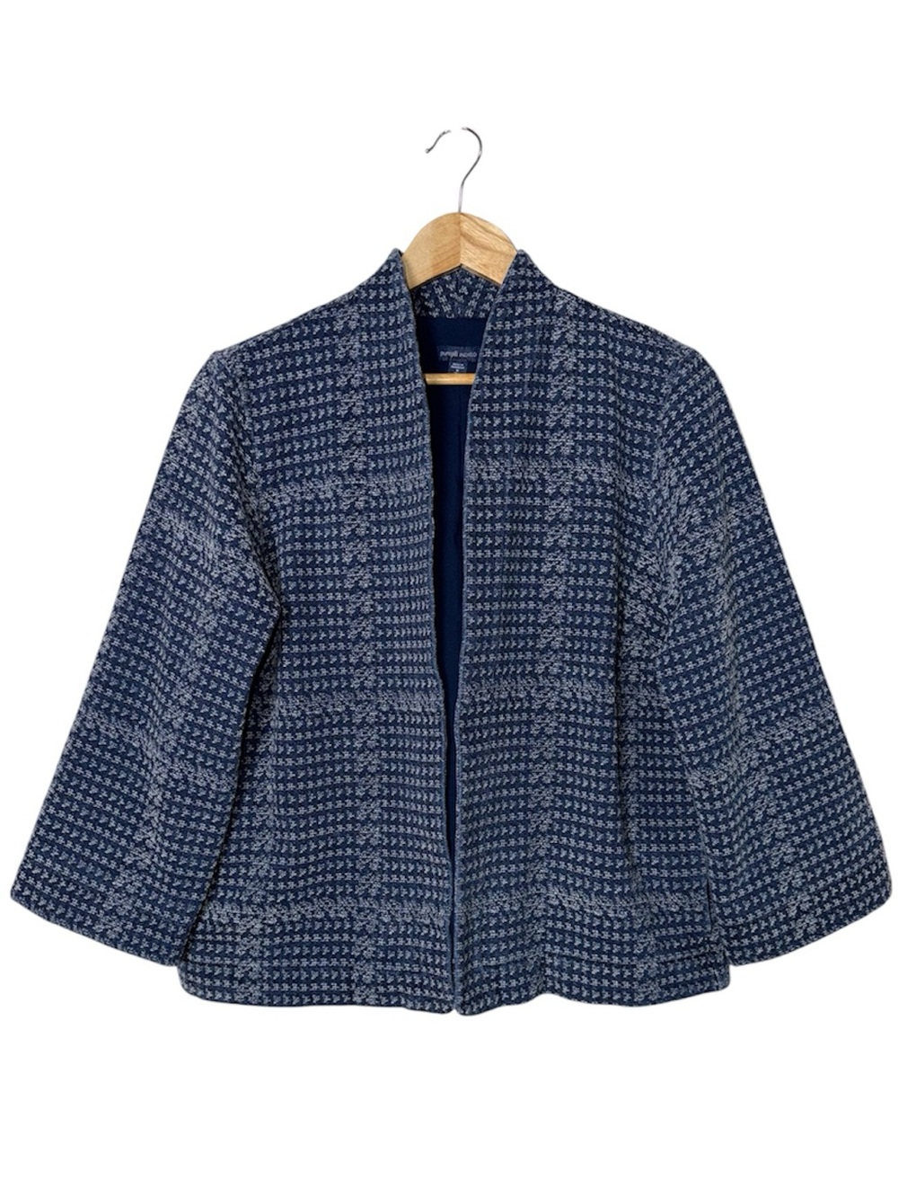 J Jill Pure Jill Indigo Jacquard Jacket Medium Tall - Picture 3 of 7